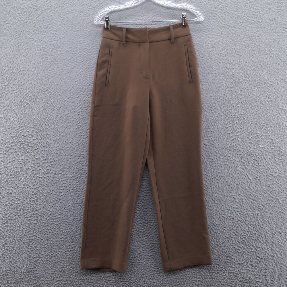 Wilfred Aritzia Womens Dress Crepe Ankle Pants‎ 0 Brown Straight Lined High Rise